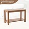 Shower Stool Teak Wood with 2-Tier Storage Shelf for Bathroom or Poolside